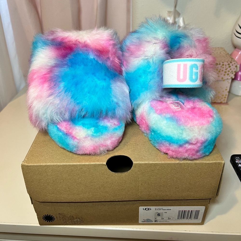 UGG Multicolor Fluffy Slippers